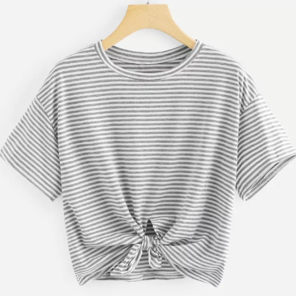 Front tied striped tee